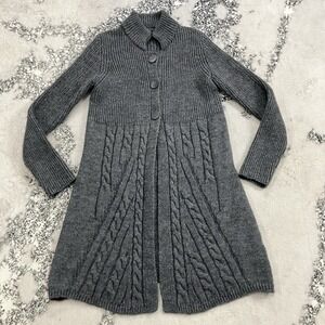 Chiara Mente Mohair Blend Cable Knit‎ Cardigan Womens Size Medium Gray Sweater